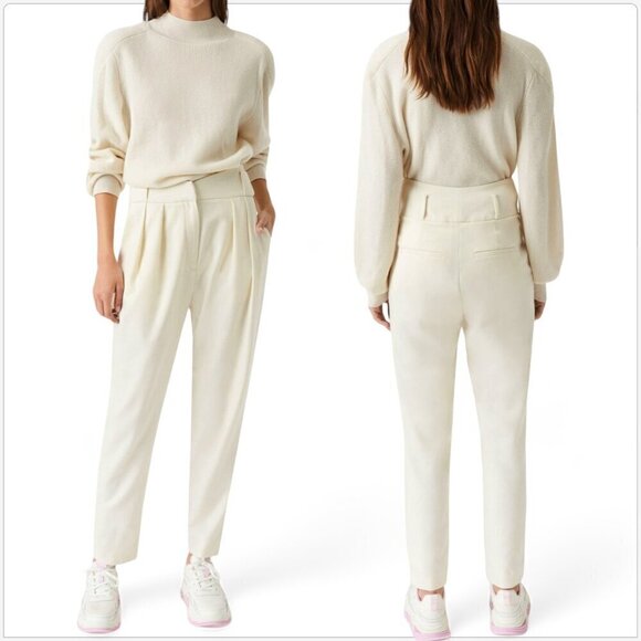 IRO Paris Ecru Nahima Pleated High Waisted Office Pants Ivory Cream NWT NEW 38 6 - Picture 1 of 9